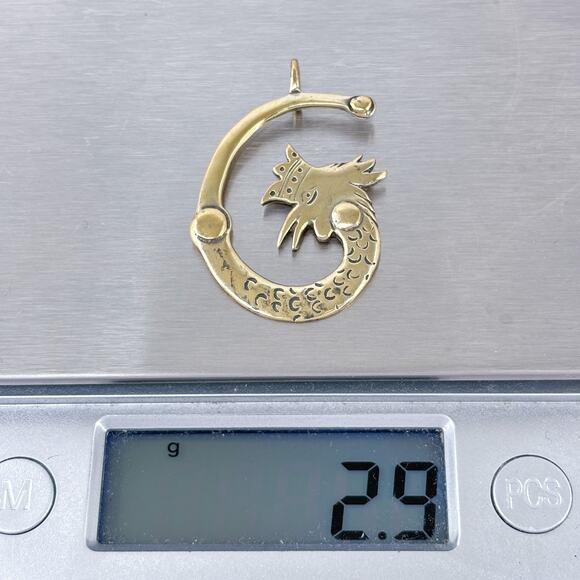 Estate Gold-Tone Sterling Silver 925 Letter G Initial Ouroboros Pendant - Picture 8 of 8